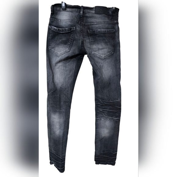 Men's Distressed Skinny Jeans in Black - Picture 2 of 4